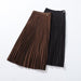 Color-Winter Mid Length Elastic Waist Woolen Pleated Skirt Skirt Women-Fancey Boutique