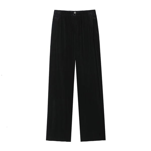 Color-Winter Women Street Elastic Waist Velvet Wide Leg Pants-Fancey Boutique