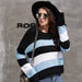 Color-Autumn Winter Women Color Splicing Knitwear Pullover Office Office Oversized Loose Sweater Women-Fancey Boutique