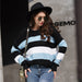 Color-Autumn Winter Women Color Splicing Knitwear Pullover Office Office Oversized Loose Sweater Women-Fancey Boutique