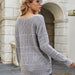 Color-Autumn Winter Metal Edge Striped Sweater Women V Neck Pullover Loose Sweater Women-Fancey Boutique