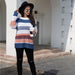 Color-Women Rainbow Color Splicing Knitwear Pullover Office Loose Sweater Women-Fancey Boutique