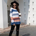 Color-Women Rainbow Color Splicing Knitwear Pullover Office Loose Sweater Women-Fancey Boutique