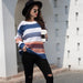 Color-Women Rainbow Color Splicing Knitwear Pullover Office Loose Sweater Women-Fancey Boutique