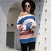 Color-Women Rainbow Color Splicing Knitwear Pullover Office Loose Sweater Women-Fancey Boutique