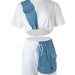 Color-Summer Imitation Denim Short Stitching Casual Set-Fancey Boutique