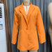 Color-Autumn Winter Women Solid Color Collared Long Sleeve Small Blazer-Fancey Boutique