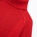 Color-Autumn Winter Red Stand Collar Loose All Match Simple Split Knitted Sweater Women-Fancey Boutique