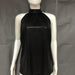 Color-Black-Double Silver Halter Zipper Sleeveless T shirt Casual Top-Fancey Boutique