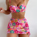 Color-Swimsuit Women Split Bikini Gathering Steel Bracket Short Skirt Three Piece Swimsuit-Fancey Boutique