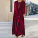 Color-Spring Gold Velvet Slimming Crew Neck Maxi Dress-Fancey Boutique