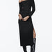 Color-Winter Women Clothing Wind Black Asymmetric Fold Midi Dress Dress-Fancey Boutique