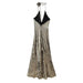 Color-Women Metal Foil Floral Decoration Length Dress-Fancey Boutique