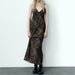 Color-Women Clothing V Neck Animal Print Silk Satin Texture Suspender Advanced Slim Fit Dress-Fancey Boutique