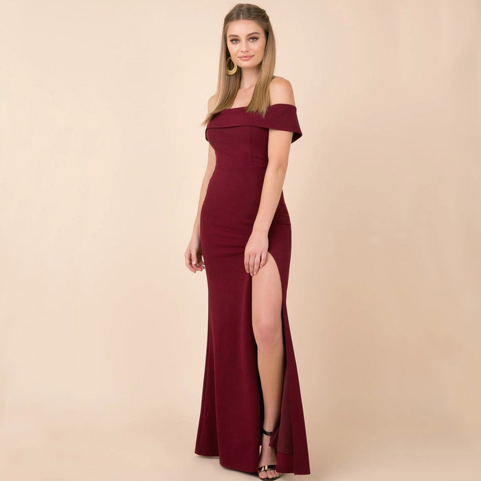 Color-Summer Dress Women Clothing Cocktail Party off Neck Side Slit Popular Evening Dress-Fancey Boutique