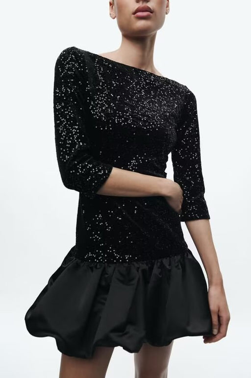 Color-Top Sexy Women Dress Sequin Slim Long Sleeve Ladies Dress-Fancey Boutique