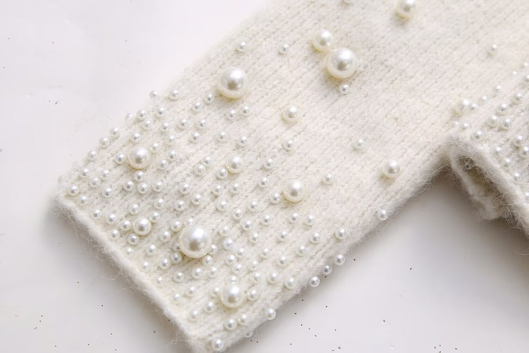 Color-Winter Women Clothing Decorated Pearls Knitwear Mini Skirt-Fancey Boutique