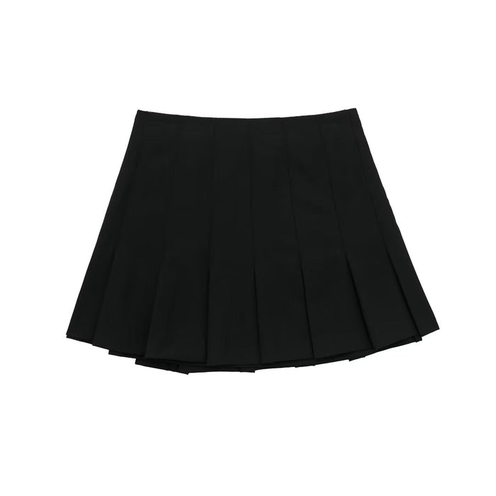 Color-Women Clothing French Casual Wide Pleated Mini Skirt-Fancey Boutique