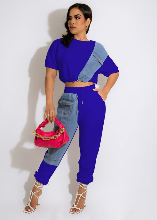 Color-Denim Casual Set Denim Combination Casual Sports Set-Fancey Boutique