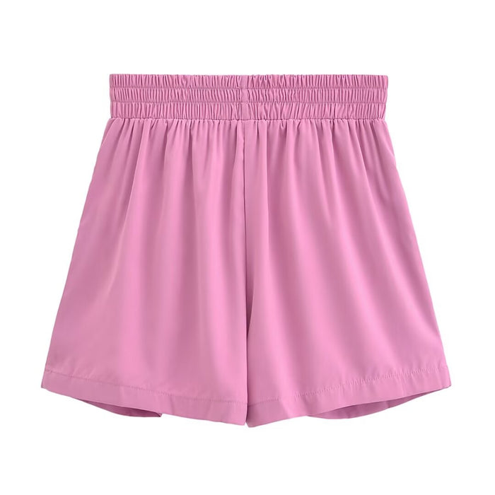 Color-Women Clothing Fashionable All-Match Pleated Casual Shorts with Pockets-Fancey Boutique