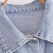 Color-Fall Women Clothing All Matching Loose Casual Collared Button Decoration Long Sleeve Denim Jacket-Fancey Boutique