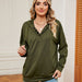 Color-Autumn Winter Solid Color Buttons Drawstring Pocket Loose Long Sleeve Sweatershirt Women-Fancey Boutique