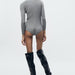 Color-Blogger Slim Fit Zipper Knitted Jumpsuit Autumn Winter Tight Figure Sexy Shorts-Fancey Boutique
