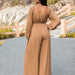 Color-Autumn Winter Women Long Sleeve Trousers Jumpsuit Wide Leg Pants V neck Solid Color-Fancey Boutique