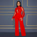 Color-Women Wear Hollow Out Cutout out See through Long Sleeved Trousers Lace up Jumpsuit-Fancey Boutique