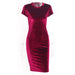 Color-Shot Popular Velvet Slim Fit Short Sleeve Knee Length Sheath Dress-Fancey Boutique