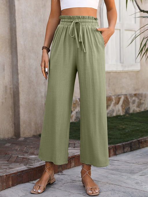 Color-Women Clothing Spring Summer Casual Solid Color Loose Cotton Linen High Waist Wide Leg Trousers Women-Fancey Boutique
