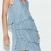 Color-Summer Women Blue Small Pleated Asymmetric Dress-Fancey Boutique