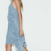 Color-Summer Women Blue Small Pleated Asymmetric Dress-Fancey Boutique