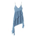 Color-Summer Women Blue Small Pleated Asymmetric Dress-Fancey Boutique