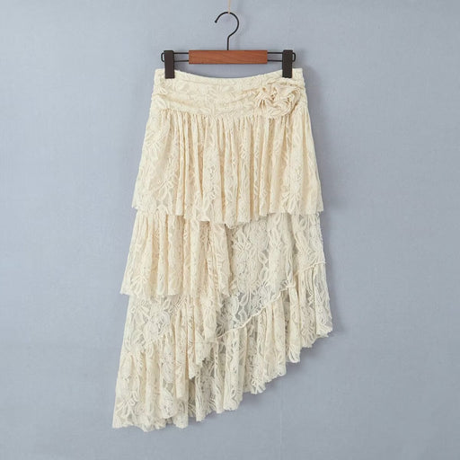 Color-Spring Layer Lace Personality Irregular Asymmetric Sexy Skirt-Fancey Boutique