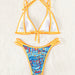 Color-Split Swimwear Sexy Small Chest Girls Crocheted Halter Bikini Swimsuit-Fancey Boutique