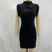 Color-Spring Sexy Short Sleeve Velvet Belt Padded Shoulder Sheath Dress-Fancey Boutique