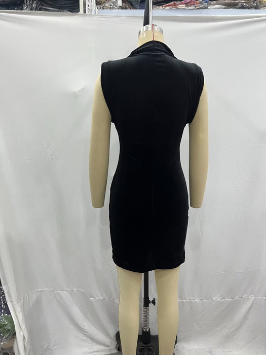 Color-Spring Sexy Short Sleeve Velvet Belt Padded Shoulder Sheath Dress-Fancey Boutique