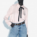 Color-Bow Tie Neck Long Sleeve Shirt for Women Summer Korean Sweet Spicy Loose Lapels Slimming Shirt-Fancey Boutique