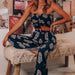 Color-Women Clothing Two Piece Bow Tank Top Printed Wide Leg Pants Thin Casual Pants-Fancey Boutique