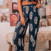 Color-Women Clothing Two Piece Bow Tank Top Printed Wide Leg Pants Thin Casual Pants-Fancey Boutique