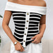 Color-Spring Summer Women Clothing Long Sleeve Striped Off Shoulder Off Shoulder Pullover Women Knitwear-Fancey Boutique