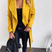 Color-Yellow-Popular Solid Color Polo Collar Mid-length Lace-up Woolen Coat Trench Coat For Women-Fancey Boutique