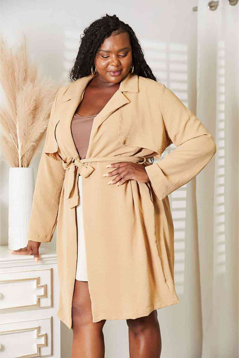 Color-Culture Code Full Size Tied Trench Coat with Pockets-Fancey Boutique