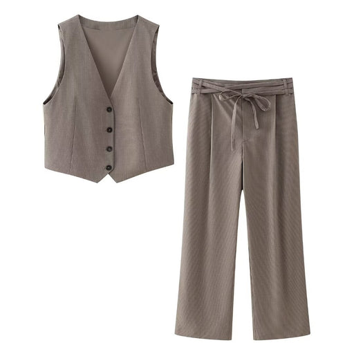 Color-Women Clothing French Ptripe Suit Vest Trousers Suit-Fancey Boutique