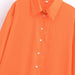 Color-Women Clothing French Collared Loose All Matching Graceful Orange Long Sleeve Shirt-Fancey Boutique