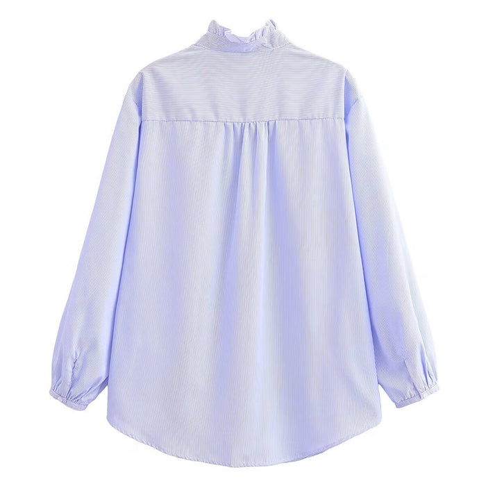 Color-Winter Women Clothing Casual Loose Version Lantern Sleeve Frill Top-Fancey Boutique