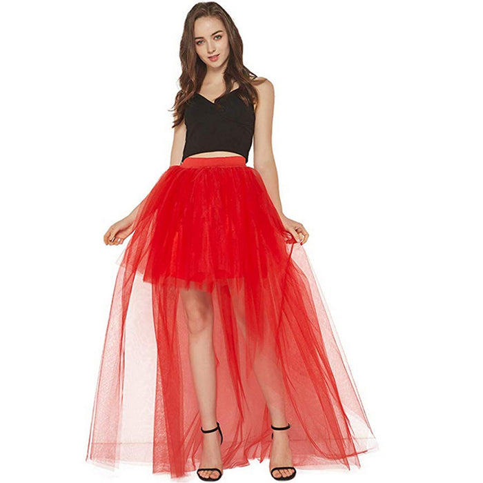 Color-Sexy Irregular Asymmetric Tulle Skirt Solid Color Gauze Skirt Front Short Back Long Pettiskirt-Fancey Boutique