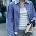 Color-Winter Women Clothing Casual All Match Stitching Striped Shirt-Fancey Boutique