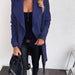 Color-Navy Blue-Popular Solid Color Polo Collar Mid-length Lace-up Woolen Coat Trench Coat For Women-Fancey Boutique